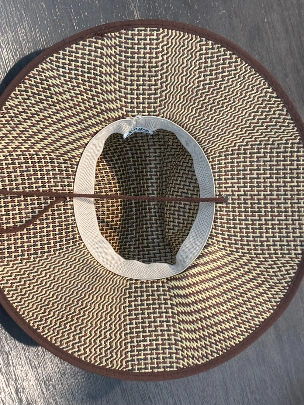 Angel Baseball Wide-Brim Straw Hat with Red 'A' Patch - Brown/Beige